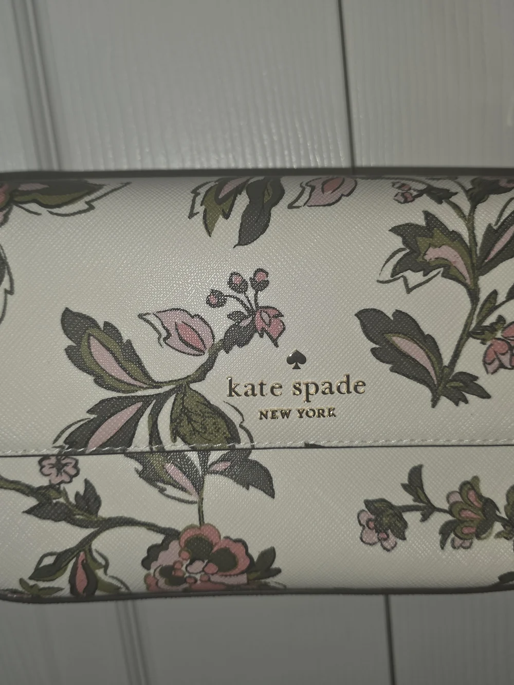 kate spade Cream Floral Shoulder Bag with Pink and Green Accents
